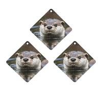 3PCS Cute Otter Car Air Freshener Hanging Scented Cards Cute Black Car Fresheners Long Lasting New Cars Scents for Women Men Natural Air Freshener with Lanyard Automotive Freshies