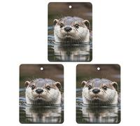 3PCS Cute Otter Car Air Freshener Hanging Scented Cards Cute Black Car Fresheners Long Lasting New Cars Scents for Women Men Natural Air Freshener with Lanyard Automotive Freshies