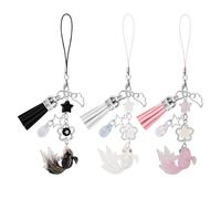 3Pcs Cute Phone Charm Fish Star Beaded Phone Charm Aesthetic Y2K Cellphone Keychains with Tassel Cute Keychain Accessories Sweet Strawberry Keychain Bag Charms Pendant Lanyard Strap Pendants for Women