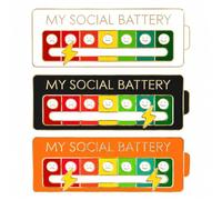 3PCS Cute Social Battery Pin | My Social Battery Badge, Funny Interactive Enamel Pins | Functional Mood Badges for Introverts | Emotional 7-Day W lothing Decoration for Backpacks, Hats & Gifts