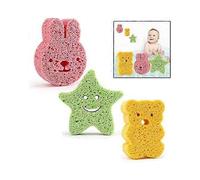 3Pcs Cute Star-Shaped Bath Sponge Bear Rabbit Colourful for Baby