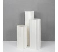 3PCS Cylinder Pedestal Stands for Parties Foldable Paper Columns Roman Pillar Display with Acrylic Disc Wedding & Birthday Decoration Elegant Dessert Table Centerpieces