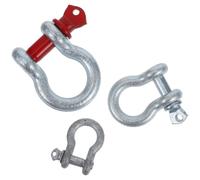 3pcs D Ring Tow Shackles Double Hole Bow Shackle Steel Heavy Duty | Galvanized Finish, Rigging Use for Construction and Roading, Silver Colour, Easy Installation