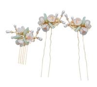3pcs Dangle Hair Stick Alloy Faux Pearls Crystal Hair Pins