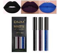 3Pcs Dark Black Purple Blue Matte Liquid Lipstick Halloween for Women Long Lasting Smudge Proof Black 24 Hours Original Lip Liner and Lipstick Stain Makeup Set labial mate larga duracion 24