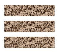 3pcs Dark Leopard Print Edible Cake Border Strips, Cheetah Print Edible Cake Wrap Sheet Decorations Wild Animal Cakes Image Toppers for Jungle Safari Birthday Anniversary Party Supplies