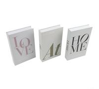 3PCS Decorative Book Box Set - Opening Fake Books W/Magnetic Closure - Rustic Style Storage Ornaments - for Home Office Shelf Coffee Table Display