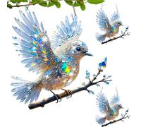 3Pcs Decorative Hanging Ornaments, Crystal Sky Bluebird Stained Sun Catchers Indoor Window, Birds Windows Hanging Ornament for Patio, Stained Glass Decor