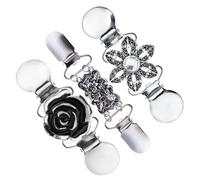3pcs Decorative Sweater Clips Cardigan Clips Zinc Alloy Silver | Fashion Classic Elegant Style, Convenient Clip, for Shawls, Collars and Formal Occasions