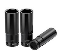 3PCS Deep Impact Socket Set, 1/2 Inch Deep Socket Set 17mm/19mm/21mm Hex Driver Impact Sockets 6 Point High Torque Sockets for Car Repairs Tyre Change