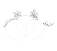 3pcs Deer Antlers Snowflake Headband Silver Alloy Hair Accessories | Shiny Festive Design for School Holiday Events and Casual Parties, Hair Friendly, Not Easy to Break
