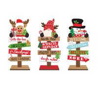 3PCS Desktop Christmas Tree Santa Claus DIY Decoration Wooden Christmas Signs Plaque Xmas Decoration