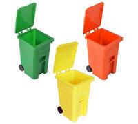 3pcs Desktop Mini Trash Can with Lid, Dual Compartments PP Desk Bin | Rounded Edges, Colourful Accents, Fits Securely on Desktops, for Teachers, Office Workers, School Use