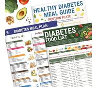 3Pcs Diabetic Food List, Diabetic Food Chart & Meal Planner, with Easy Diabetic Recipes, Educational Wall Charts for Diabetics Including Healthy Eating Guide for Daily