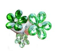 3pcs Diamond Drill Crystal Flower Car Air Outlet Perfume Clip Freshener Auto Interior Jewelry Accessories Girl Gift(Green)
