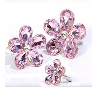 3pcs Diamond Drill Crystal Flower Car Air Outlet Perfume Clip Freshener Auto Interior Jewelry Accessories Girl Gift(Pink)