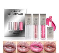 3Pcs Diamond Glitter Lip Gloss Set,High Shine Long Lasting Glossy Finish Lip Makeup, Moisturizing,Hydrating Shimmer Liquid Lipstick For Women and Girls