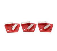 3Pcs Diamond Grinding Shoes Trapezoid, Concrete Aggressive Cutting Discs with 2 Long Teeth Red 30#, High Hardness Wear Grinding Blocks for All Concrete Grinders