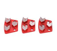 3Pcs Diamond Grinding Shoes Trapezoid, Concrete Aggressive Cutting Discs with 3 Arrow Teeth Red 30#, for Floor Grinders on Concrete and Masonry Surfaces