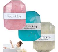3Pcs Diamond Soap, Natural Plant Gem-shaped Bath Oil Soap, Botanical Scented Essential Oil Cleanser, Gold Foil Bath Bar for Women & Men