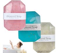 3Pcs Diamond Soap, Natural Plant Gem-shaped Bath Oil Soap, Botanical Scented Essential Oil, Gold Foil Bath for Women & Men