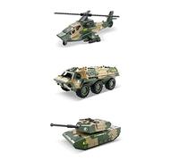 3pcs Diecast Vehicles Alloy Army Vehicle Models Car Toys with Tank Attack Helicopter Playset for Kids ToddlersArmy Toys For Boys Mini Cars Army Tanks Tanks For Boys Helicopter Toy Toy