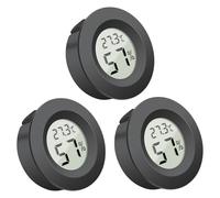 3Pcs Digital Hygrometer Thermometer Round LCD Temperature Humidity Monitor for Greenhouse Home Office Babyroom Basement Christmas New Year Gifts(Black)