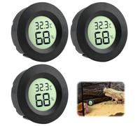 3Pcs Digital Reptile Thermometer Hygrometer Gauge, Compact Vivarium Temperature and Humidity Monitor, With Switchable Celsius Fahrenheit, Terrarium Accessories for Gecko Tortoise and Reptile Enclosure