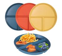 3pcs Divided Dinner Plates, Portion Control Divided Plates, 8.85" Unbreakable Divided Plates Compartment Plates, Divided Diet Plates Tray Reusable Dishes for Kids Children Adult, Microwave Safe
