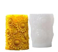 3PCS DIY Cylindrical Candle Silicone Mold Sunflower Carving Pattern Wave for Making Candles(White01)