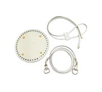 3Pcs DIY Round PU Leather Crochet Bag Set with Solid Color Bottom Base for Handmade Woven Bags,Beige,15x15cm