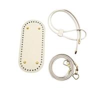 3Pcs DIY Round PU Leather Crochet Bag Set with Solid Color Bottom Base for Handmade Woven Bags,Beige,10x22cm