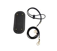 3Pcs DIY Round PU Leather Crochet Bag Set with Solid Color Bottom Base for Handmade Woven Bags,Black,10x22cm