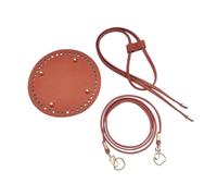 3Pcs DIY Round PU Leather Crochet Bag Set with Solid Color Bottom Base for Handmade Woven Bags,Brown,15x15cm