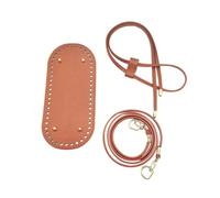 3Pcs DIY Round PU Leather Crochet Bag Set with Solid Color Bottom Base for Handmade Woven Bags,Brown,10x22cm