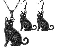 3PCS Dog and Cat Lovers' Necklace + Earrings Set - Different Breeds of Cats and Dogs, Trendy Stainless Steel Chain, Fashion Themed Jewelry Accessory for Men or Women, Pet Lover Gift for Birthday and