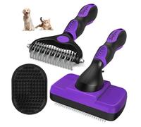 3PCS Dog Brush I Dog Brush for Shedding I Deshedding Dog Brush I Dog Bath Brush I Slicker Brush For Dogs I Dog Comb (Purple Black)
