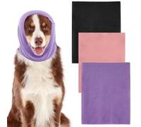 3Pcs Dog Calming Hoodie, Dog Ear Muffs Noise Protection, No Shake Ear Wraps for Anxiety Relief Elastic Neck Band Noise Cancelling Ear Muffs for Grooming, Force Drying, Bath, Fireworks, Thunder, M