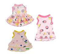 3pcs Dog Dress Summer Strawberry Cherry Star Print Dog Skirt Puppy Cat Sleeveless Apparel Pet Clothes Girl Doggie Dress Puppy Outfits Clothes for Dogs Cats Pet on Weddings Holidays