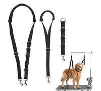 3Pcs Dog Grooming Harness, Adjustable Cat Dog Grooming Restraint Loop Noose, Nylon Dogs Belly Strap with D-Rings Restraint for Small Medium Dogs Cats Bathing (Black, M)