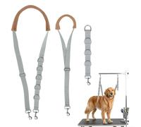 3Pcs Dog Grooming Harness, Adjustable Cat Dog Grooming Restraint Loop Noose, Nylon Dogs Belly Strap with D-Rings Restraint for Small Medium Dogs Cats Bathing (Grey, M)