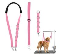 3Pcs Dog Grooming Harness, Adjustable Cat Dog Grooming Restraint Loop Noose, Nylon Dogs Belly Strap with D-Rings Restraint for Small Medium Dogs Cats Bathing (Pink, M)