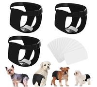 3Pcs Dog Pants - Seasonal, Reusable Dog Nappy - Washable Adjustable Dog Diapers - 15 Spare Pads for Female Pets in Heat - Monthly Bleeding Protection - Black (M)