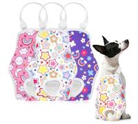 3Pcs Dog Period Pants Washable Dog Nappies Female for Season with Adjustable Suspender Pet Sanitary Pants for Incontinence Heat Post-Surgery (Star, M, count, 3)