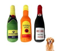 3Pcs Dogs Squeaky Toys, Dog Beer Bottle Shape Squeeze Toys with Squeaker Soft Plush Interactive Toys for Medium Small Dog