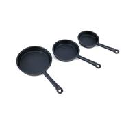 3pcs Doll House Miniature Metal Frying Pans Cooking Pot Cookware Kitchen Accessory Doll House Mini Toy Doll House Accessories Decoration(Black).