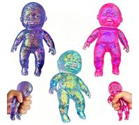 3pcs Doll Squishy Fidget Toys, Glitter Squishy Fidgets Squeeze Toys, Stress Relief Squishys, Slow Rising Malt Sugar Squishies Stress Balls for Adults Office Home