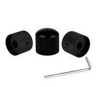 3Pcs Dome Black Guitar Knobs Metal Volume Tone Speed Control Knobs for Fender Strat Telecaster Gibson Les Paul Guitar Bass Accessories (Matte Black)