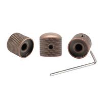 3Pcs Dome Guitar Knobs Metal Volume Tone Speed Control Knobs for Fender Strat Telecaster Gibson Les Paul Guitar Bass Accessories (Red Copper)