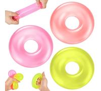 3PCS Donut Squishy Fidget Toys, Soft Pinch Squishys Stress Balls, Memory Gel Doh Donut , Sensory Squeeze Toy for Stress Relief Anxiety Adults Kids